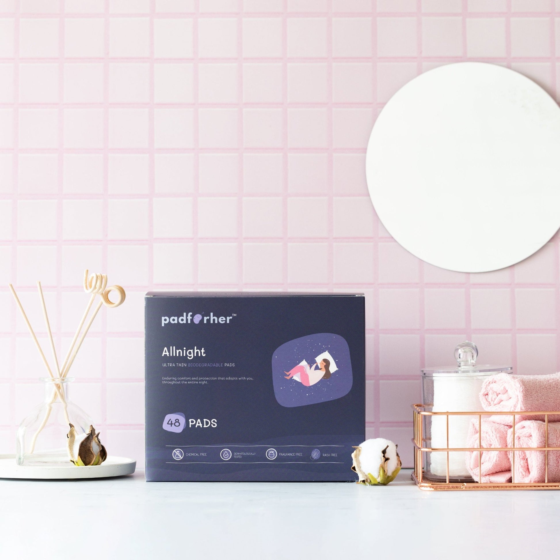 padforher all night sanitary pad mock-up