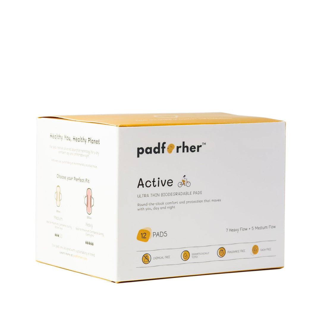 padforher Active sanitary pad box front view